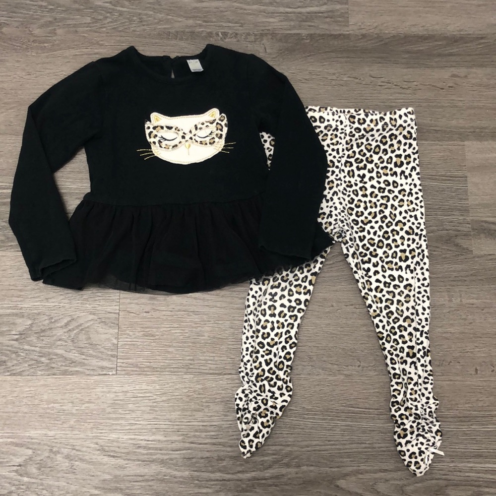 Petit Lem baby leggings and long sleeve top set - cheetah print - 24 M